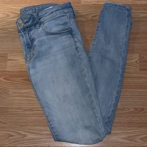American Eagle super stretch skinny jeans.